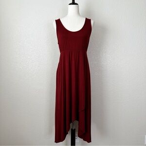Soma Burgundy Super Soft Asymmetrical Midi Dress, Sz Medium